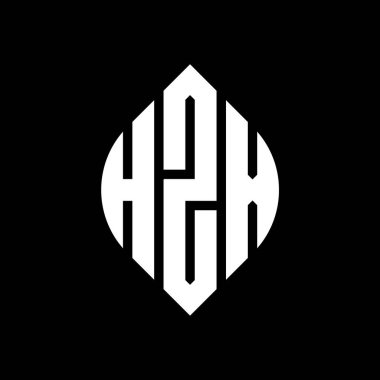 Çember ve elips şekilli HZX daire harf logosu tasarımı. Tipografik biçimli HZX elips harfleri. Üç baş harf daire şeklinde bir logo oluşturuyor. HZX Çember Amblemi Soyut Monogram Harf İşaretleyici Vektörü.