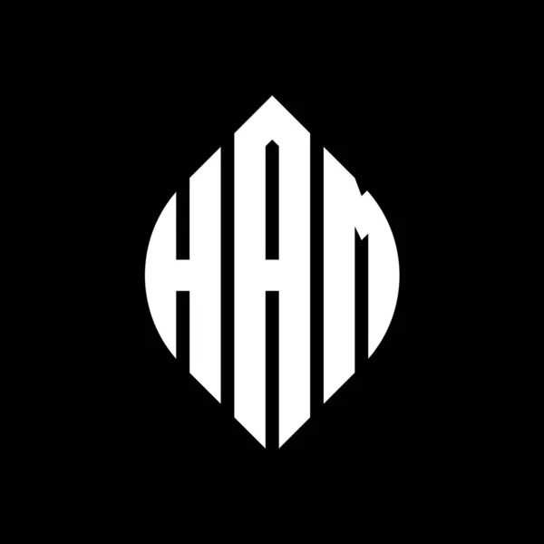 Ham Код Літера Логотипом Колом Еліпсовою Формою Ham Еліпси Типографічним — стоковий вектор