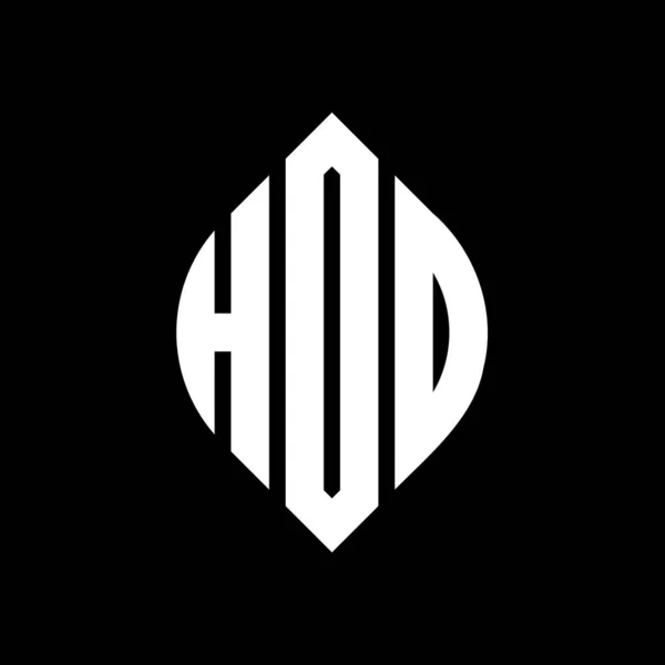 Çember Elips Şekilli Hdo Daire Harf Logosu Tasarımı Tipografik Biçimli — Stok Vektör