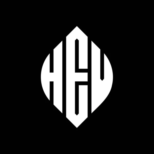 Разработка Логотипа Круга Hev Формой Круга Эллипса Буквы Эллипса Hev — стоковый вектор