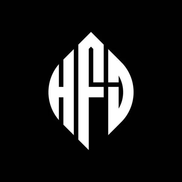 Hfj 디자인에 포함되어 활자체가 Hfj 이니셜은 로고를 Hfj Circle Emblem — 스톡 벡터