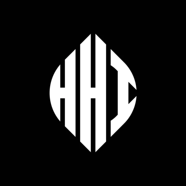 Design Logotipo Letra Círculo Hhi Com Forma Círculo Elipse Hhi — Vetor de Stock