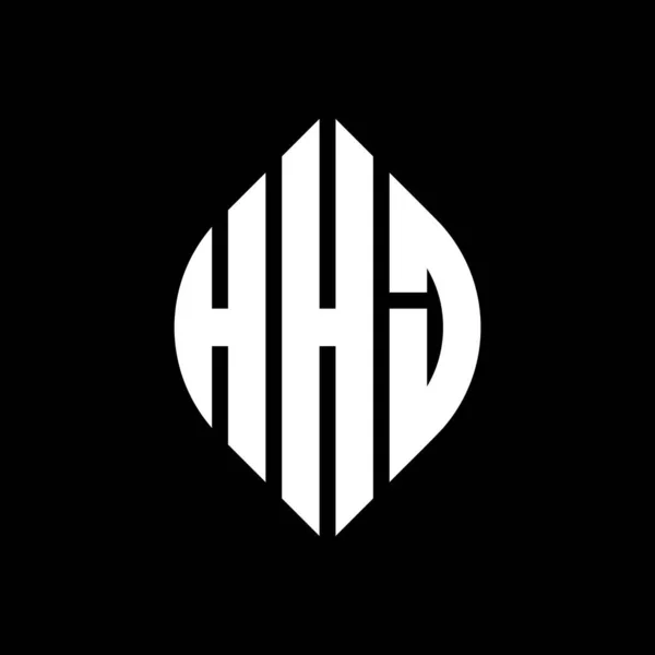 Hhj Дизайн Логотипа Круга Буквы Кругом Эллипсом Формы Эллипсовые Буквы — стоковый вектор