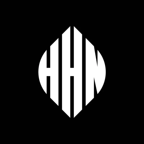 Hhn Κύκλο Γράμμα Σχέδιο Λογότυπο Κύκλο Και Σχήμα Έλλειψης Hhn — Διανυσματικό Αρχείο