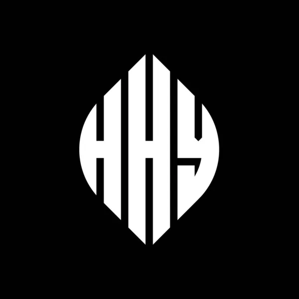 Çember Elips Şekilli Hhy Daire Harf Logosu Tasarımı Tipografik Biçimli — Stok Vektör