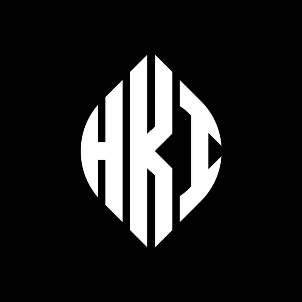 Design Hki Cirkelns Logotyp Med Cirkel Och Ellipsform Hki Ellipsbokstäver — Stock vektor