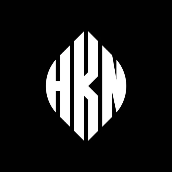 円と楕円形のHknサークルレターロゴデザイン Hkn楕円文字とタイポグラフィのスタイル 3つのイニシャルはサークルロゴを形成します Hknサークルエンブレム要約 Monogram Letter Mark Vector — ストックベクタ