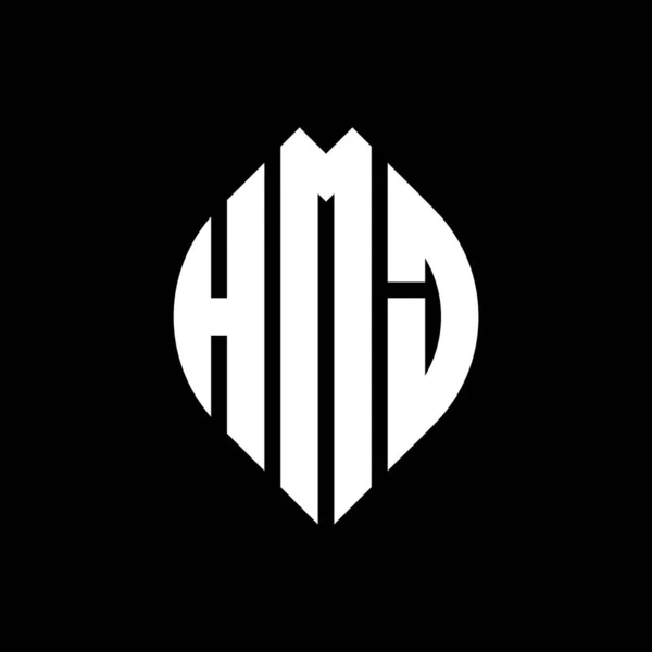 Hmj Círculo Letra Logo Diseño Con Forma Círculo Elipse Letras — Archivo Imágenes Vectoriales