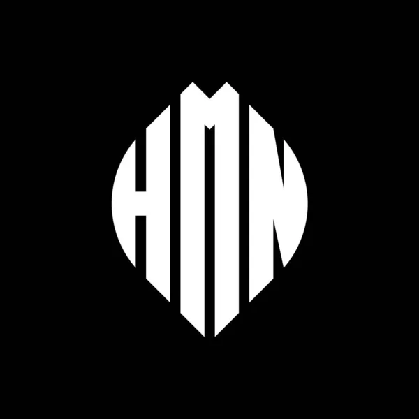 Дизайн Логотипу Hmn Кругової Літери Колом Формою Еліпса Hmn Еліпс — стоковий вектор