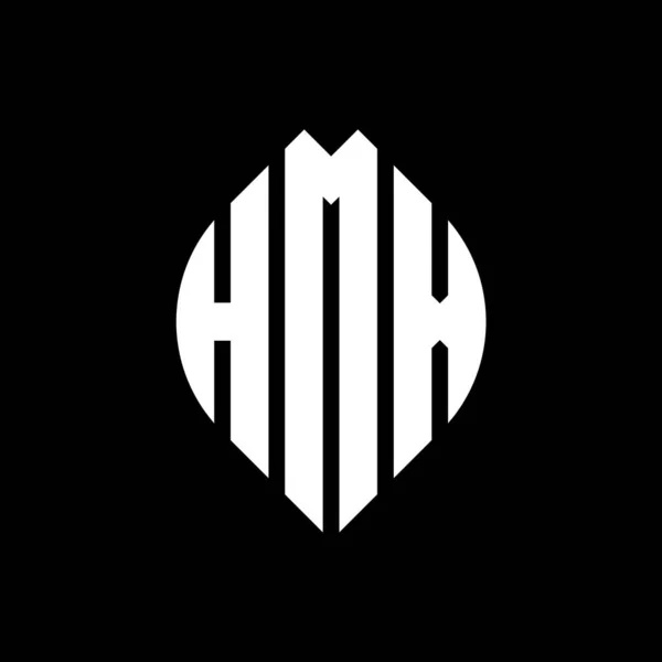 Дизайн Логотипу Літери Hmx Колом Формою Еліпса Hmx Еліпс Літери — стоковий вектор