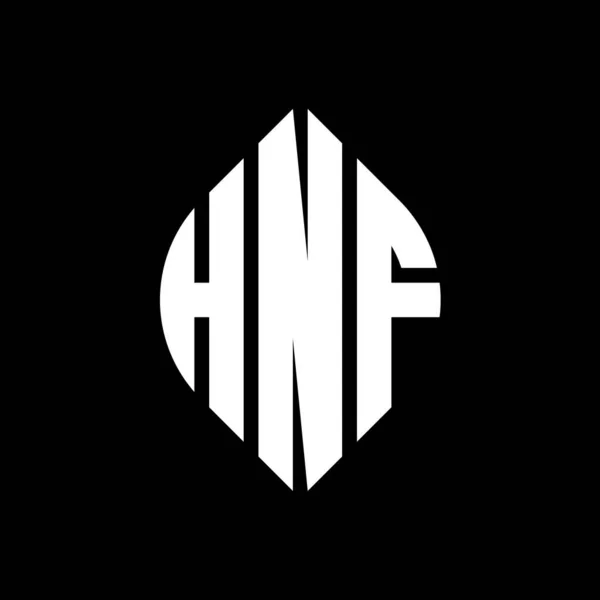 Çember Elips Şekilli Hnf Daire Harf Logosu Tasarımı Tipografik Biçimli — Stok Vektör
