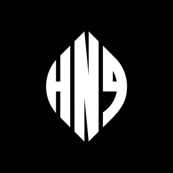 Дизайн Логотипу Літери Hnq Колом Формою Еліпса Hnq Еліпс Літери — стоковий вектор