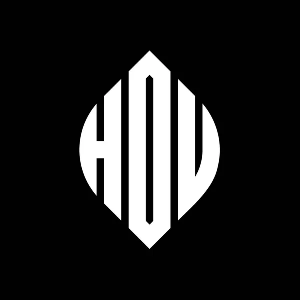 Разработка Логотипа Круга Hou Формой Круга Эллипса Hou Эллиптические Буквы — стоковый вектор