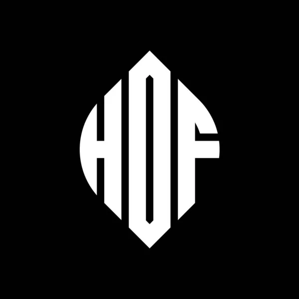 Hof Кругової Літери Дизайн Логотипу Колом Формою Еліпса Hof Еліпс — стоковий вектор