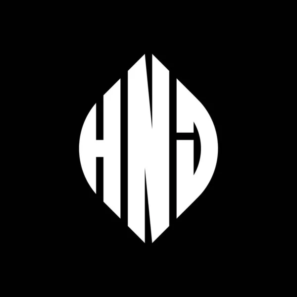 Дизайн Логотипу Кругової Літери Hnj Колом Формою Еліпса Hnj Еліпс — стоковий вектор