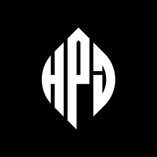 Çember Elips Şekilli Hpj Daire Harf Logosu Tasarımı Tipografik Şekilli — Stok Vektör