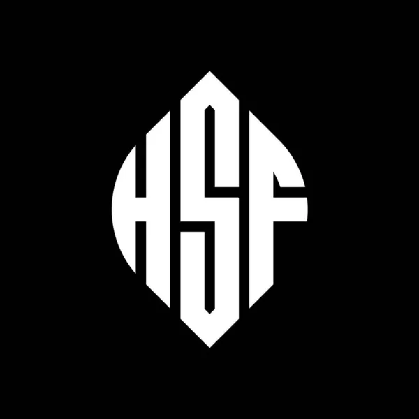 Çember Elips Şekilli Hsf Daire Harf Logosu Tasarımı Tipografik Biçimli — Stok Vektör