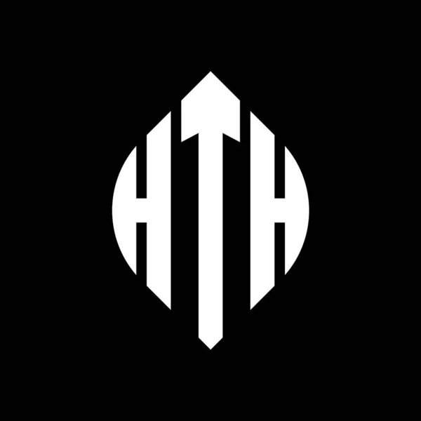 Çember Elips Şekilli Hth Daire Harf Logosu Tasarımı Tipografik Biçimli — Stok Vektör