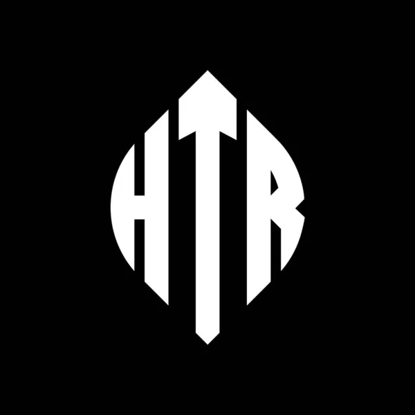 Çember Elips Şekilli Htr Daire Harf Logosu Tasarımı Tipografik Tarzda — Stok Vektör