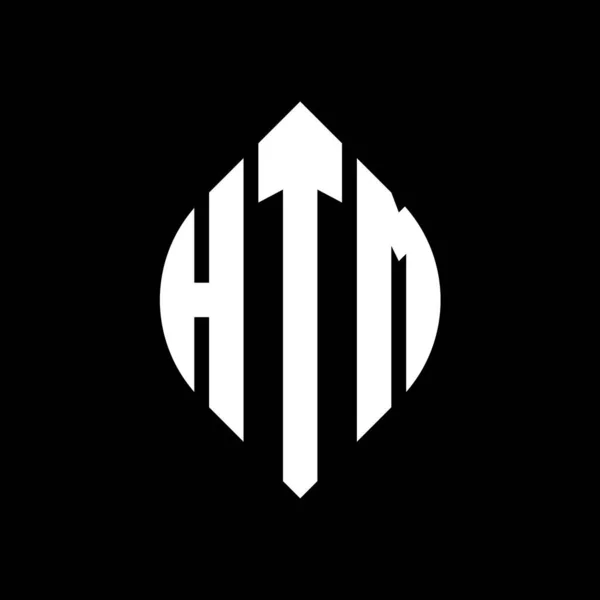 Çember Elips Şekilli Htm Daire Harf Logosu Tasarımı Tipografik Biçimli — Stok Vektör