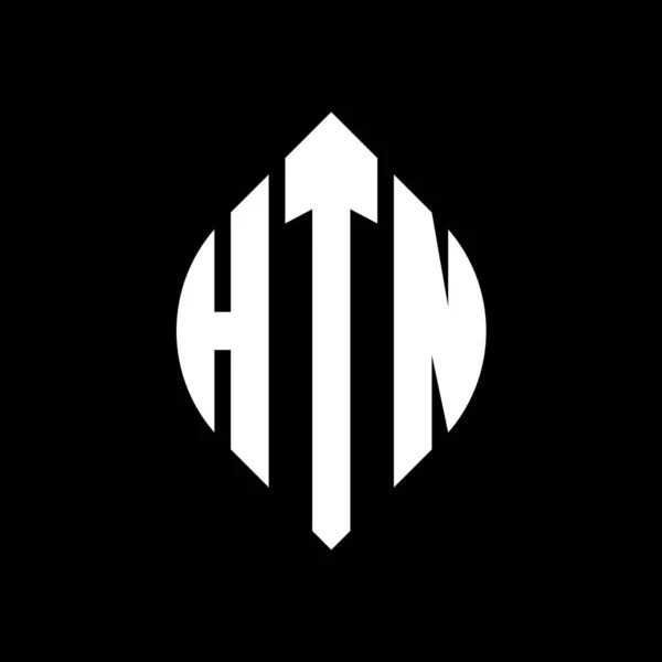 Htn Cirkel Letter Logo Ontwerp Met Cirkel Ellips Vorm Htn — Stockvector