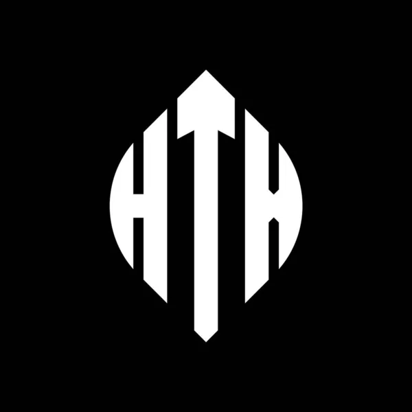 Çember Elips Şekilli Htx Daire Harf Logosu Tasarımı Tipografik Biçimli — Stok Vektör
