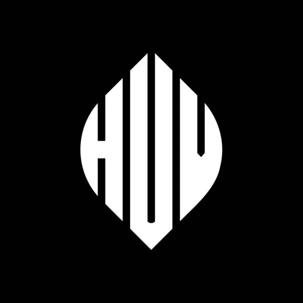 Huv Cerchio Lettera Logo Design Con Cerchio Forma Ellittica Lettere — Vettoriale Stock