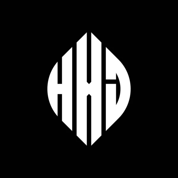 Hxj Daire Şeklinde Elips Şekilli Harf Logosu Tasarımı Tipografik Tarzda — Stok Vektör