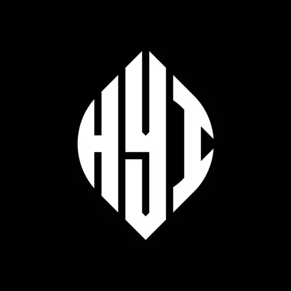 Diseño Del Logotipo Letra Círculo Hyi Con Forma Círculo Elipse — Vector de stock