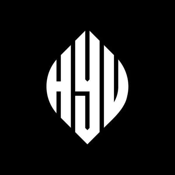 Разработка Логотипа Круга Hyu Формой Круга Эллипса Hyu Эллиптические Буквы — стоковый вектор