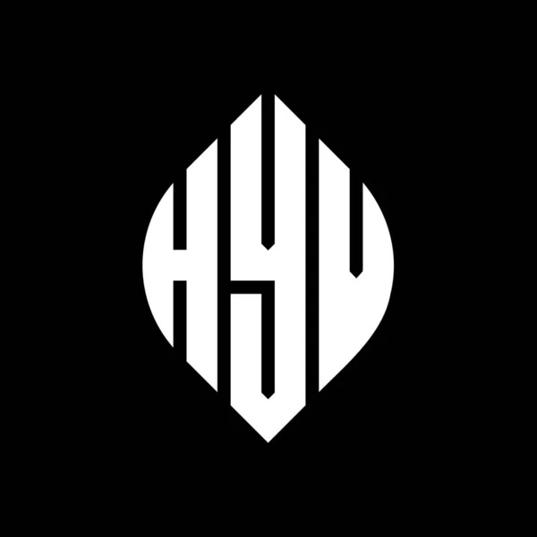 Дизайн Логотипа Круга Hyv Кружками Эллипсами Буквы Эллипса Hyv Типографским — стоковый вектор