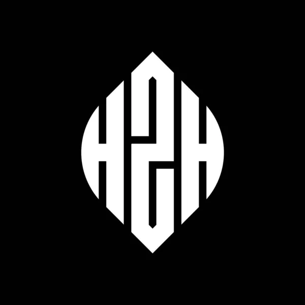 Çember Elips Şekilli Hzh Daire Harf Logosu Tasarımı Tipografik Biçimli — Stok Vektör
