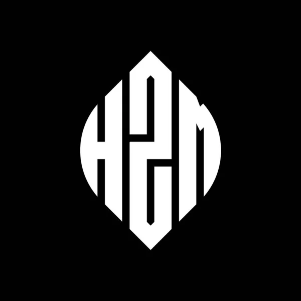 Дизайн Логотипа Круга Hzm Кружком Эллипсом Буквы Эллипса Hzm Типографским — стоковый вектор