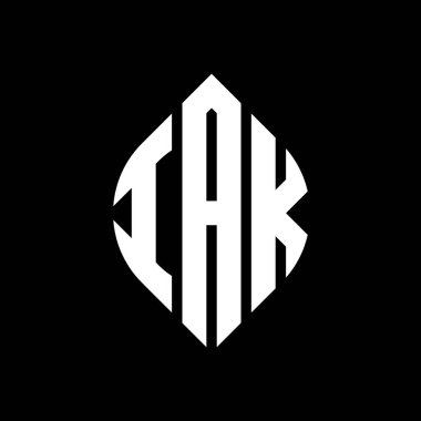 Dairesel ve elips şekilli IAK daire harf logosu tasarımı. Typographic tarzında IAK elips harfleri. Üç baş harf daire şeklinde bir logo oluşturuyor. IAK Çemberi Amblemi Soyut Monogram Harf İşaretleme Vektörü.