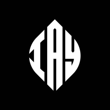 Çember ve elips şekilli IAY daire harf logosu tasarımı. Tipografik biçimli IAY elips harfleri. Üç baş harf daire şeklinde bir logo oluşturuyor. IAY Çember Amblemi Soyut Monogram Harf İşaretleyici Vektörü.
