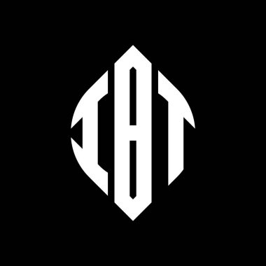 Dairesel ve elips şekilli IBT daire harf logosu tasarımı. Tipografik biçimli IBT elips harfleri. Üç baş harf daire şeklinde bir logo oluşturuyor. IBT Çember Amblemi Soyut Monogram Harf İşaretleyici Vektörü.