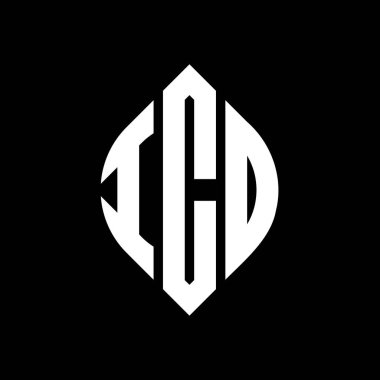 Çember ve elips şekilli ICD daire harf logosu tasarımı. Tipografik tarzda ICD elips harfleri. Üç baş harf daire şeklinde bir logo oluşturuyor. ICD Çember Amblemi Soyut Monogram Harf İşaretleme Vektörü.