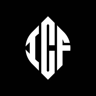 Çember ve elips şekilli ICF daire harf logosu tasarımı. Tipografik tarzda ICF elips harfleri. Üç baş harf daire şeklinde bir logo oluşturuyor. ICF Çember Amblemi Soyut Monogram Harf İşaretleyici Vektörü.