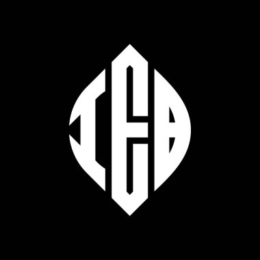 Çember ve elips şekilli IEB daire harf logosu tasarımı. Tipografik biçimli IEB elips harfleri. Üç baş harf daire şeklinde bir logo oluşturuyor. IEB Çember Amblemi Soyut Monogram Harf İşaretleyici Vektörü.