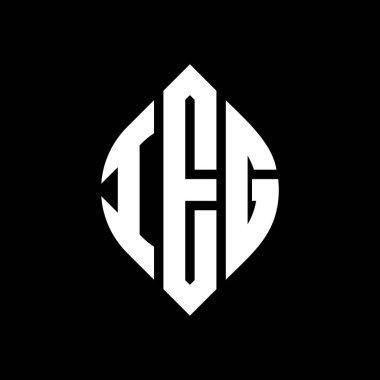 Çember ve elips şekilli IEG daire harf logosu tasarımı. Tipografik biçimli IEG elips harfleri. Üç baş harf daire şeklinde bir logo oluşturuyor. IEG Çember Amblemi Soyut Monogram Harf İşaretleyici Vektörü.