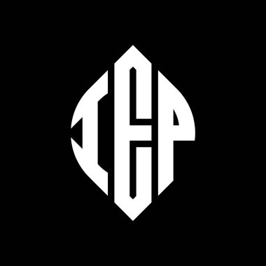 Çember ve elips şekilli IEP daire harf logosu tasarımı. Tipografik biçimli IEP elips harfleri. Üç baş harf daire şeklinde bir logo oluşturuyor. IEP Çember Amblemi Soyut Monogram Harf İşaretleyici Vektörü.