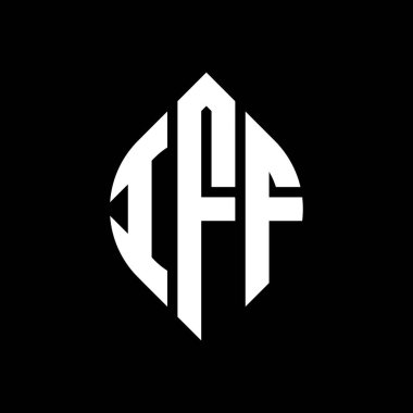Dairesel ve elips şekilli IFF daire harf logosu tasarımı. Typographic tarzında IFF elips harfleri. Üç baş harf daire şeklinde bir logo oluşturuyor. IFF Çember Amblemi Soyut Monogram Harf İşaretleyici Vektörü.