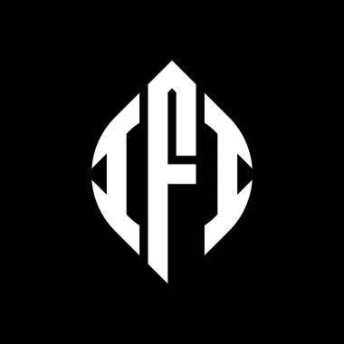 Dairesel ve elips şekilli IFI daire harf logosu tasarımı. Typographic tarzında IFI elips harfleri. Üç baş harf daire şeklinde bir logo oluşturuyor. IFI Çemberi Amblemi Soyut Monogram Harf İşaretleyici Vektörü.