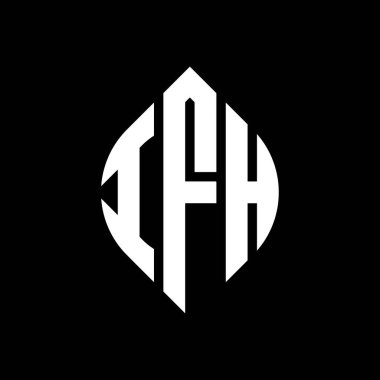 Çember ve elips şekilli IFH daire harf logosu tasarımı. Tipografik biçimli IFH elips harfleri. Üç baş harf daire şeklinde bir logo oluşturuyor. IFH Çember Amblemi Soyut Monogram Harf İşaretleyici Vektörü.