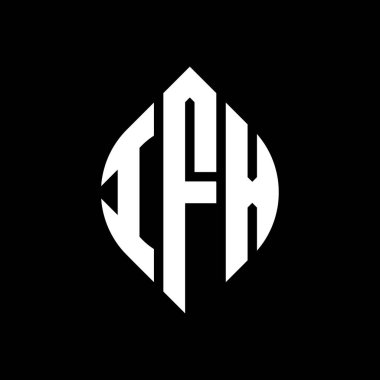 Dairesel ve elips şekilli IFX daire harf logosu tasarımı. Tipografik biçimli IFX elips harfleri. Üç baş harf daire şeklinde bir logo oluşturuyor. IFX Çember Amblemi Soyut Monogram Harf İşaretleyici Vektörü.
