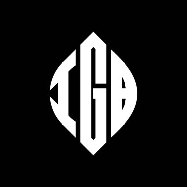Daire ve elips şekilli IGB daire harf logosu tasarımı. Typographic tarzında IGB elips harfleri. Üç baş harf daire şeklinde bir logo oluşturuyor. IGB Çember Amblemi Soyut Monogram Harf İşaretleyici Vektörü.