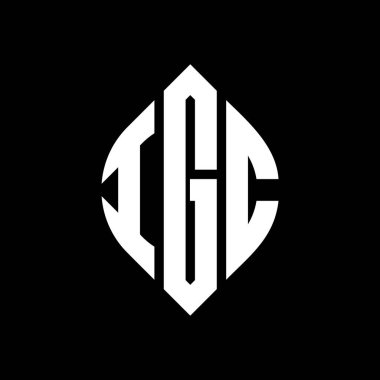 Daire ve elips şekilli IGC daire harf logosu tasarımı. Tipografik biçimli IGC elips harfleri. Üç baş harf daire şeklinde bir logo oluşturuyor. IGC Çember Amblemi Soyut Monogram Harf İşaretleyici Vektörü.