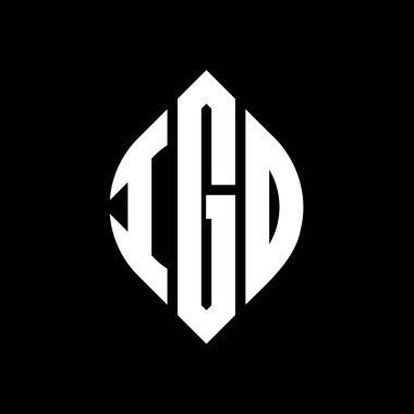 Dairesel ve elips şekilli IGD daire harf logosu tasarımı. Tipografik biçimli IGD elips harfleri. Üç baş harf daire şeklinde bir logo oluşturuyor. IGD Çember Amblemi Soyut Monogram Harf İşaretleyici Vektörü.