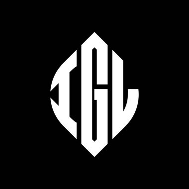 Dairesel ve elips şekilli IGL daire harf logosu tasarımı. Tipografik biçimli IGL elips harfleri. Üç baş harf daire şeklinde bir logo oluşturuyor. IGL Çember Amblemi Soyut Monogram Harf İşaretleyici Vektörü.