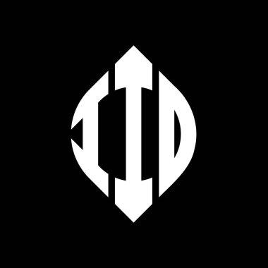 Dairesel ve elips şekilli IID daire harf logosu tasarımı. Typographic tarzında elips harfler. Üç baş harf daire şeklinde bir logo oluşturuyor. IID Çemberi Amblemi Soyut Monogram Harf İşaretleyici Vektörü.